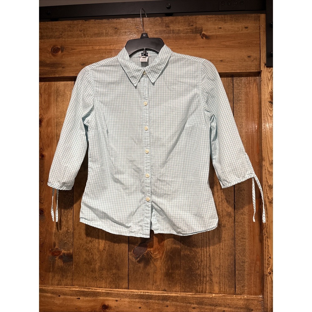 Vintage Abercrombie & Fitch Shirt Girls Size XL Blue White Gingham 90s Y2K